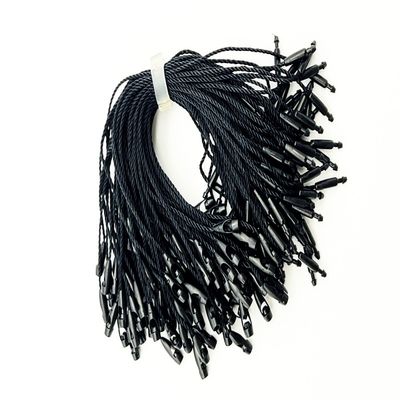 Custom Plain Swing Black Hang Tag Stringing Cord สําหรับร้านค้าปลีก